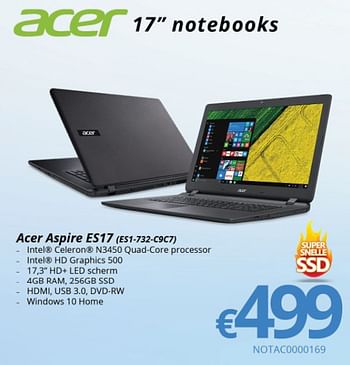 Promotions Acer aspire es17 (es1-732-c9c7) - Acer - Valide de 15/01/2018 à 28/02/2018 chez Compudeals