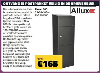 Promoties Allux parcel 600 - Allux - Geldig van 07/01/2018 tot 31/01/2018 bij Bouwcenter Frans Vlaeminck