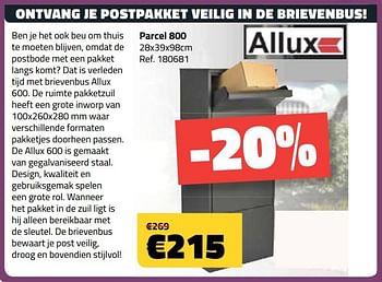 Promoties Allux parcel 800 - Allux - Geldig van 07/01/2018 tot 31/01/2018 bij Bouwcenter Frans Vlaeminck