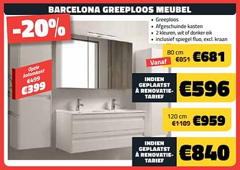 Promoties Barcelona greeploos meubel - Huismerk - Bouwcenter Frans Vlaeminck - Geldig van 07/01/2018 tot 31/01/2018 bij Bouwcenter Frans Vlaeminck