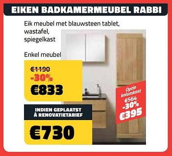 Promoties Eiken badkamermeubel rabbi enkel meubel - Huismerk - Bouwcenter Frans Vlaeminck - Geldig van 07/01/2018 tot 31/01/2018 bij Bouwcenter Frans Vlaeminck