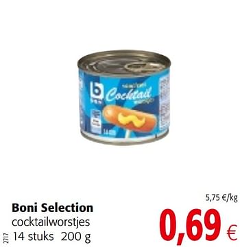 Promoties Boni selection cocktailworstjes - Boni - Geldig van 17/01/2018 tot 30/01/2018 bij Colruyt