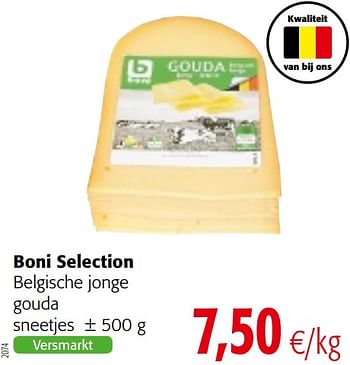 Promoties Boni selection belgische jonge gouda sneetjes - Boni - Geldig van 17/01/2018 tot 30/01/2018 bij Colruyt