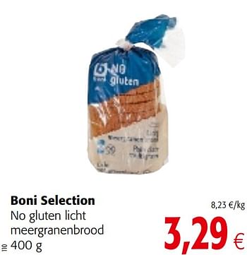 Promoties Boni selection no gluten licht meergranenbrood - Boni - Geldig van 17/01/2018 tot 30/01/2018 bij Colruyt