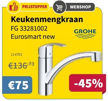 Promotions Keukenmengkraan fg 33281002 eurosmart new - Grohe - Valide de 18/01/2018 à 31/01/2018 chez Cevo Market