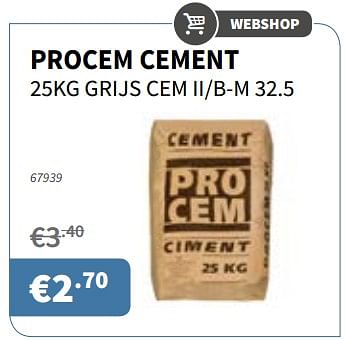 Promoties Procem cement - PROCEM - Geldig van 18/01/2018 tot 31/01/2018 bij Cevo Market