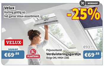 Promoties Velux verduisteringsgordijn - Velux - Geldig van 18/01/2018 tot 31/01/2018 bij Cevo Market