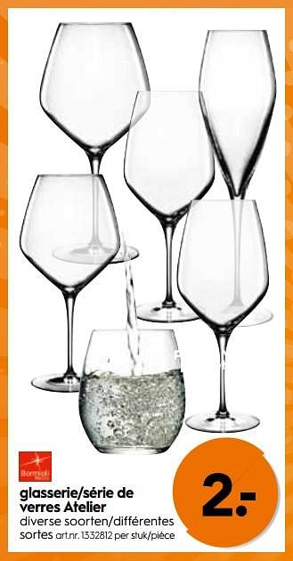 Promotions Glasserie-série de verres atelier - Produit maison - Blokker - Valide de 17/01/2018 à 31/01/2018 chez Blokker