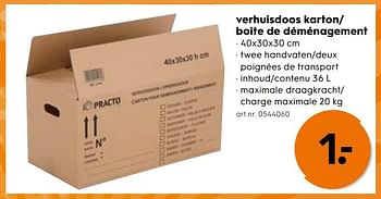 Promotions Verhuisdoos karton- boîte de déménagement - Practo - Valide de 17/01/2018 à 31/01/2018 chez Blokker