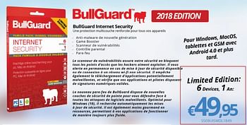 Promotions Bullguard internet security - Bullguard - Valide de 15/01/2018 à 28/02/2018 chez Compudeals