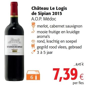 Promoties Château le logis de sipian 2015 a.o.p. médoc - Rode wijnen - Geldig van 17/01/2018 tot 30/01/2018 bij Colruyt