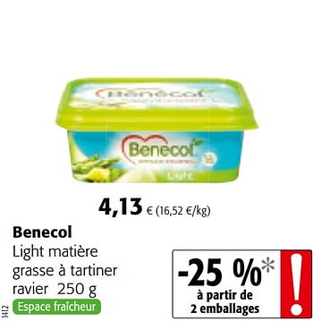 Promotions Benecol light matière grasse à tartiner ravier - Benecol - Valide de 17/01/2018 à 30/01/2018 chez Colruyt
