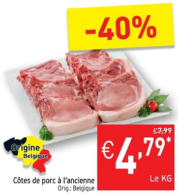 Promotions Côtes de porc à l`ancienne orig - Produit maison - Intermarche - Valide de 23/01/2018 à 28/01/2018 chez Intermarche