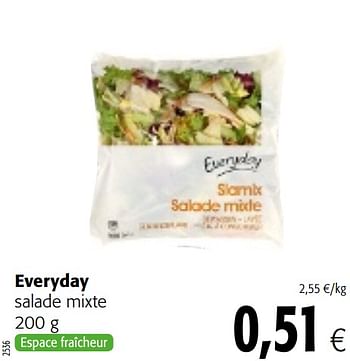Promotions Everyday salade mixte - Everyday - Valide de 17/01/2018 à 30/01/2018 chez Colruyt