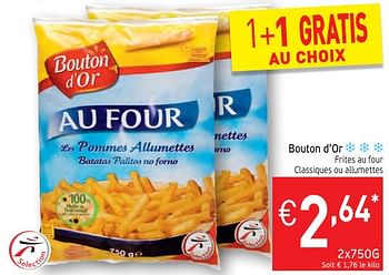 Promotions Bouton d`or frites au four classiques ou allumettes - Bouton D'Or - Valide de 23/01/2018 à 28/01/2018 chez Intermarche