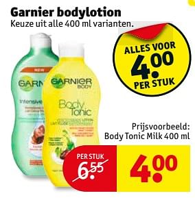 Promoties Body tonic milk - Garnier - Geldig van 23/01/2018 tot 28/01/2018 bij Kruidvat