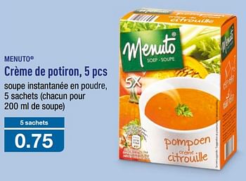 Promotions Crème de potiron - MENUTO - Valide de 22/01/2018 à 27/01/2018 chez Aldi