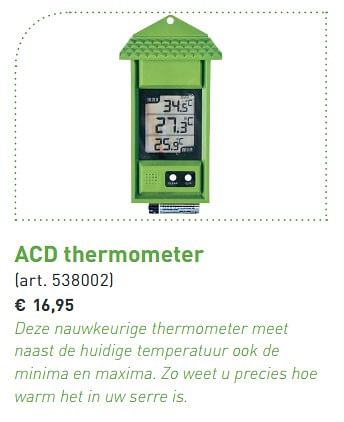 Promoties Acd thermometer - ACD - Geldig van 15/01/2018 tot 15/06/2018 bij Aveve