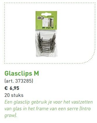 Promoties Glasclips m - ACD - Geldig van 15/01/2018 tot 15/06/2018 bij Aveve