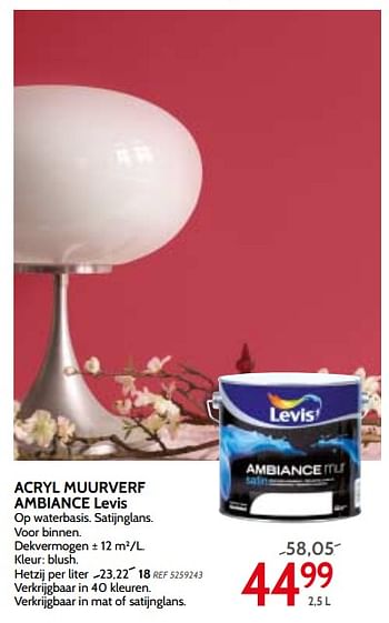 Promoties Acryl muurverf ambiance levis - Levis - Geldig van 06/02/2018 tot 19/02/2018 bij BricoPlanit