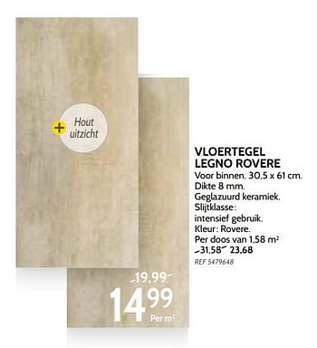 Promotions Vloertegel legno rovere - Produit maison - BricoPlanit - Valide de 06/02/2018 à 19/02/2018 chez BricoPlanit