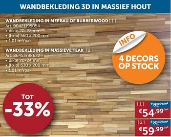 Promoties Wandbekleding in merbau of rubberwood - Huismerk - Zelfbouwmarkt - Geldig van 30/01/2018 tot 05/03/2018 bij Zelfbouwmarkt