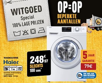 Promoties Haier wasmachine hw70-14636 - Haier - Geldig van 31/01/2018 tot 18/02/2018 bij Electro Depot