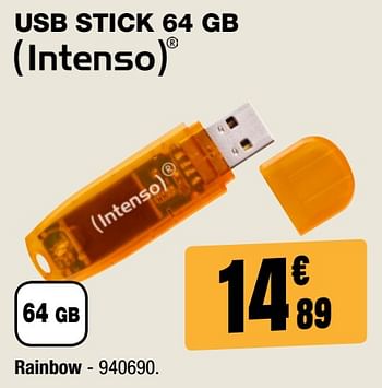 Promotions Usb stick 64 gb rainbow - Intenso - Valide de 31/01/2018 à 18/02/2018 chez Electro Depot
