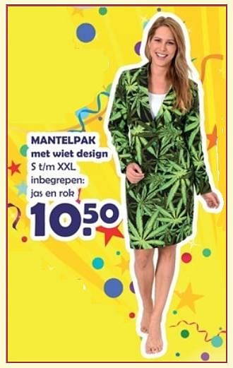 Promoties Mantelpak met wiet design - Huismerk - Van Cranenbroek - Geldig van 29/01/2018 tot 17/02/2018 bij Van Cranenbroek