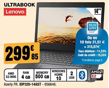 Promotions Ultrabook idp320-14ast lenovo - Lenovo - Valide de 31/01/2018 à 18/02/2018 chez Electro Depot