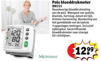 pakket Klokje Vereniging Medisana Pols bloeddrukmeter bw315 medisana - Promotie bij Kruidvat