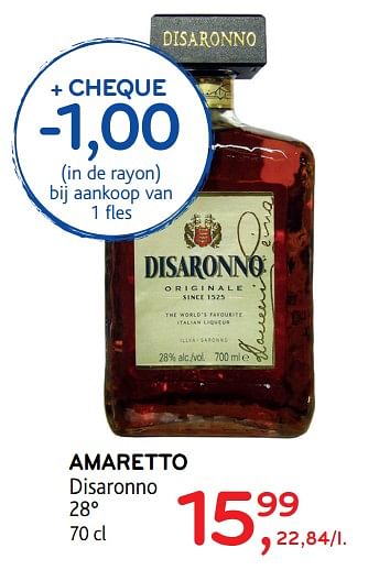Promoties Amaretto disaronno - Disaronno - Geldig van 31/01/2018 tot 13/02/2018 bij Alvo