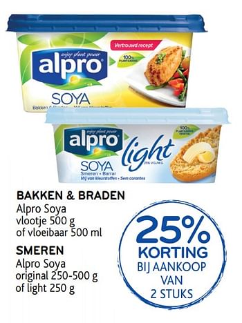 Promoties Bakken + braden alpro soya - Alpro - Geldig van 31/01/2018 tot 13/02/2018 bij Alvo