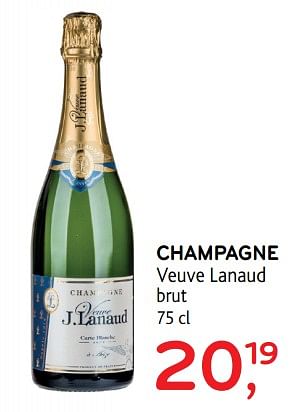 Promoties Champagne veuve lanaud brut - Champagne - Geldig van 31/01/2018 tot 13/02/2018 bij Alvo