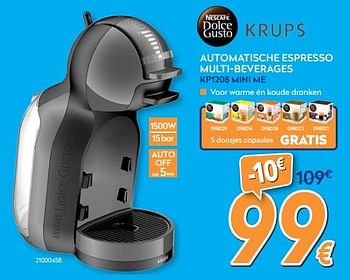 Promoties Krups automatische espresso multi-beverages kp1208 mini me - Krups - Geldig van 01/02/2018 tot 25/02/2018 bij Krefel
