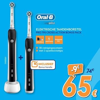 Promoties Oral-b elektrische tandenborstel pro 790 cross action bonus pack - Oral-B - Geldig van 01/02/2018 tot 25/02/2018 bij Krefel