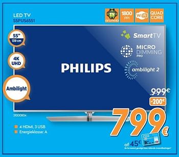 Promotions Philips led tv 55pus6551 - Philips - Valide de 01/02/2018 à 25/02/2018 chez Krefel