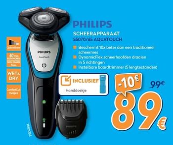 Promoties Philips scheerapparaat aquatouch s5070-65 - Philips - Geldig van 01/02/2018 tot 25/02/2018 bij Krefel