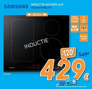 Promotions Samsung inductie-kookplaat nz64k5747bk-ef - Samsung - Valide de 01/02/2018 à 25/02/2018 chez Krefel