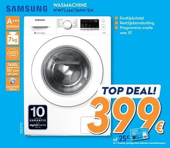 Promoties Samsung wasmachine ww71j4473mw-en - Samsung - Geldig van 01/02/2018 tot 25/02/2018 bij Krefel