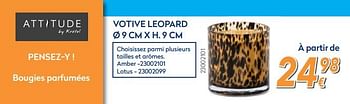 Promotions Bougies parfumées votive leopard - Produit maison - Krefel - Valide de 01/02/2018 à 25/02/2018 chez Krefel