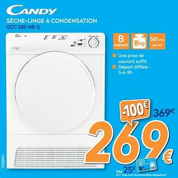 Promotions Candy sèche-linge à condensation gcc 580 nb-s - Candy - Valide de 01/02/2018 à 25/02/2018 chez Krefel