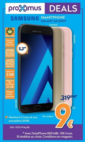 Promotions Samsung smartphone galaxy a5 (2017) - Samsung - Valide de 01/02/2018 à 25/02/2018 chez Krefel