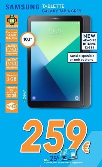 Promotions Samsung tablette galaxy tab a grey - Samsung - Valide de 01/02/2018 à 25/02/2018 chez Krefel