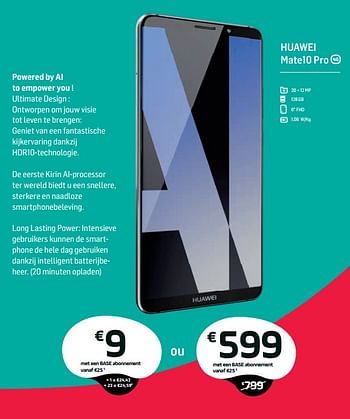 Promoties Huawei mate10 pro - Huawei - Geldig van 01/02/2018 tot 28/02/2018 bij Base