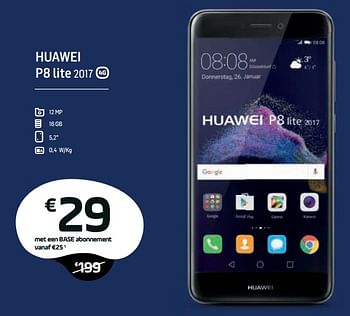 Promoties Huawei p8 lite 2017 - Huawei - Geldig van 01/02/2018 tot 28/02/2018 bij Base