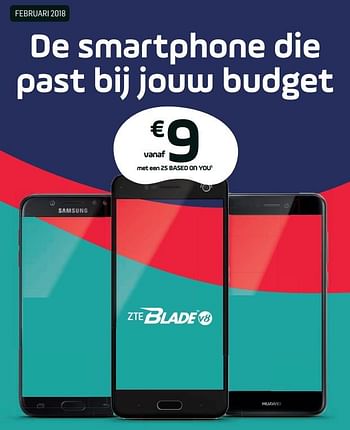 Promoties Zte smartphone blade v8 - ZTE - Geldig van 01/02/2018 tot 28/02/2018 bij Base