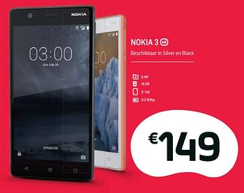 Promoties Nokia 3 - Nokia - Geldig van 01/02/2018 tot 28/02/2018 bij Base