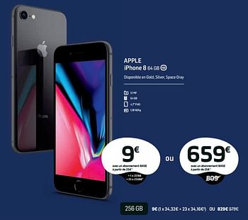 Promotions Apple iphone 8 64 gb - Apple - Valide de 01/02/2018 à 28/02/2018 chez Base