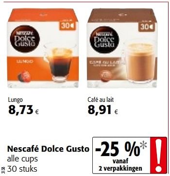 heuvel verbanning tegenkomen Nescafe Nescafé dolce gusto alle cups - Promotie bij Colruyt